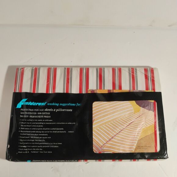 VINTAGE FIELDCREST Double Flat Sheet NIP  Fits 54x75 Mattress 81x104 Racing - Picture 1 of 8